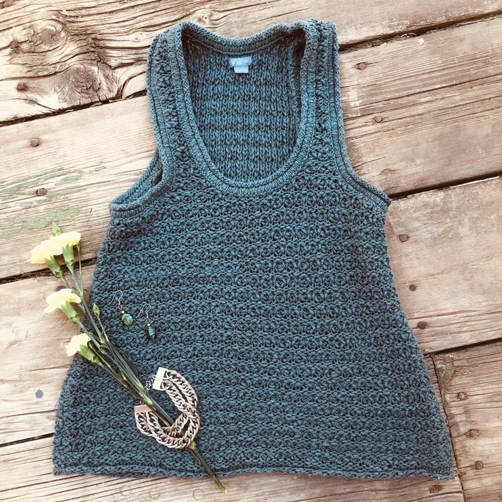 Green knit tank top